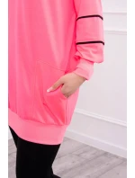 Mikina se zipem a kapsami růžová neonová