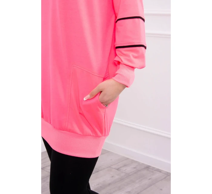 Mikina se zipem a kapsami růžová neonová