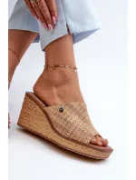 Dámske papuče Sergio Leone na klinoch Beige