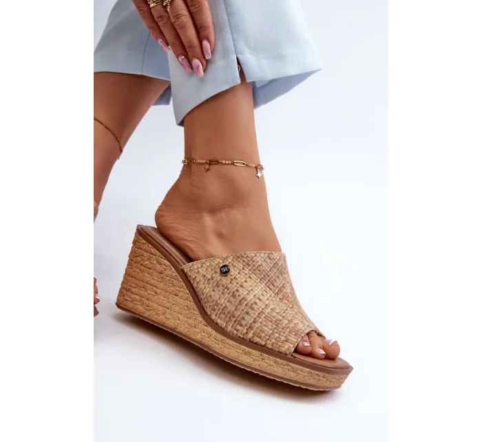 Dámske papuče Sergio Leone na klinoch Beige