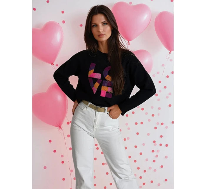 Dámský oversize svetr černý Dstreet model 21970645 - FashionStreet Dámský oversize svetr černý Dstreet model 21970645 - FashionStreet