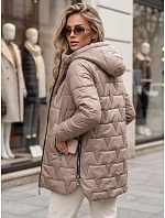 Dámska prešívaná bunda s odnímateľnou kapucňou, béžová, FashionStreet TY5793