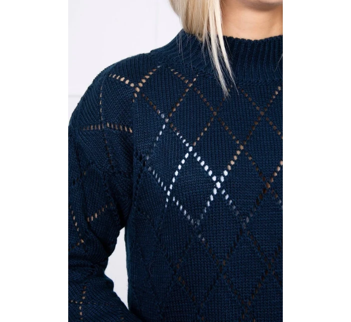 Svetr s polovičním rolákem a model 18745516 vzorem tmavě modrý - K-Fashion