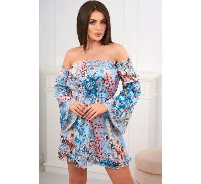 Španielske kvetinové šaty v mätovej farbe Španielske kvetinové šaty v mätovej farbe