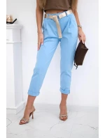 Kalhoty model 20823087 s páskem modrý - K-Fashion Kalhoty model 20823087 s páskem modrý - K-Fashion