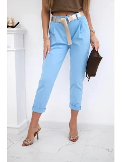 Kalhoty model 20823087 s páskem modrý - K-Fashion