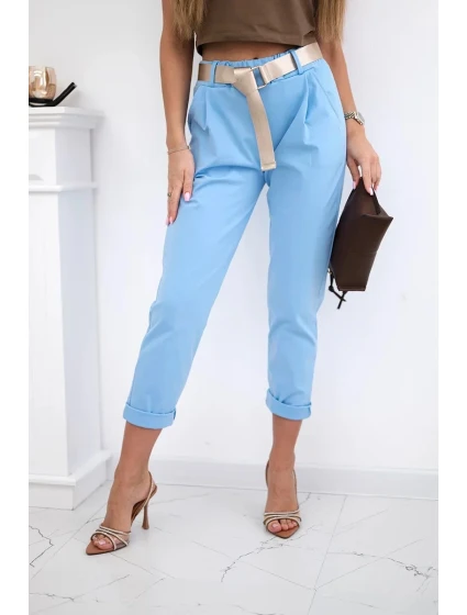 Kalhoty model 20823087 s páskem modrý - K-Fashion Kalhoty model 20823087 s páskem modrý - K-Fashion