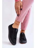 Damskie Wiązane Klasyczne Trampki Czarne Eleya