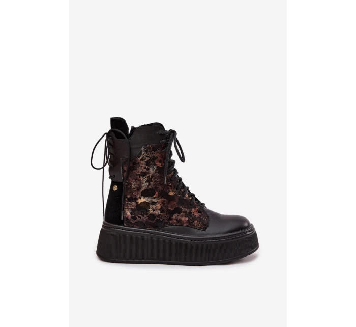 Skórzane Botki Na Platformie Maciejka 07086-01 Czarne