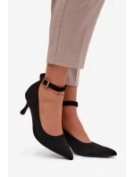 Devoria lodičky s podpatkem a s eko semišem černé