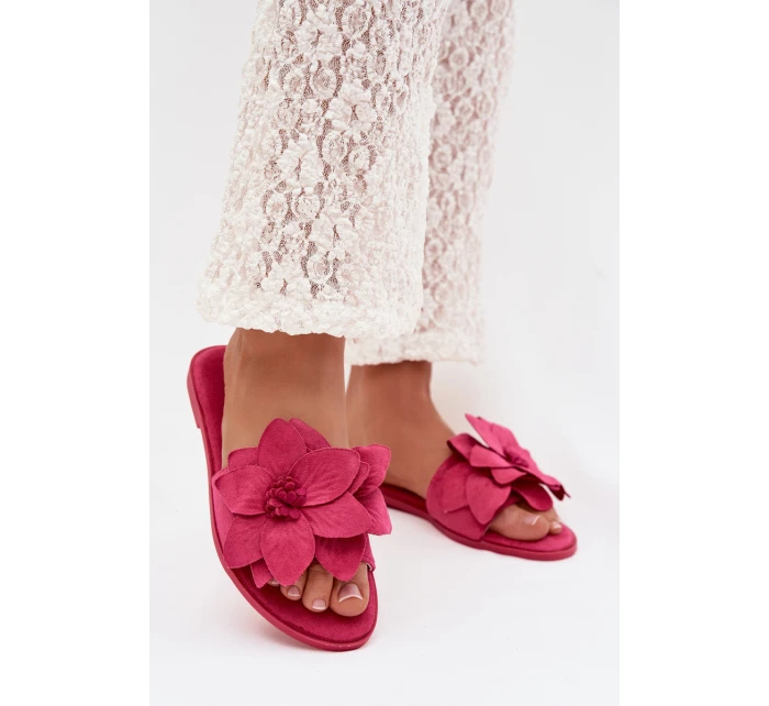 Dámské ploché nazouváky s ozdobnými květinami Fuksie Elzoria