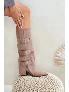 Topánky na podpätku s ohnutou holennou časťou a prackami Béžová Vamissa