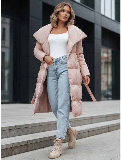 Dámsky prešívaný kabát FAVI ružový FashionStreet TY3090 Dámsky prešívaný kabát FAVI ružový FashionStreet TY3090