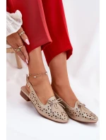 Ażurowe Baleriny Z Odkrytą Piętą Złote Navinnia Ażurowe Baleriny Z Odkrytą Piętą Złote Navinnia