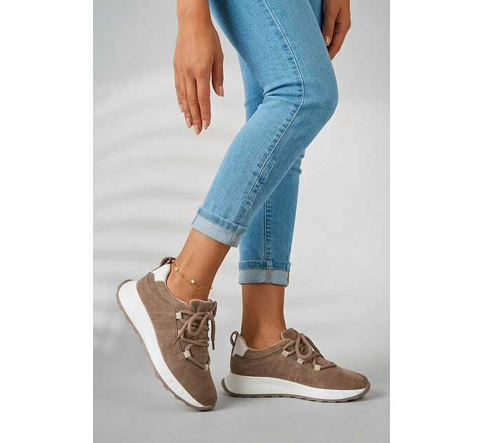 Dámské kožené semišové tenisky Hnědé Bemela