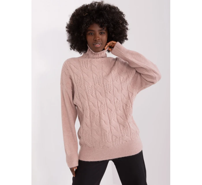 Sweter AT SW model 19341450 ciemny różowy - FPrice Sweter AT SW model 19341450 ciemny różowy - FPrice