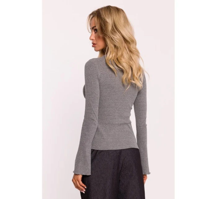 M806 Rebrovaný top s dlhými rukávmi - sivý melír M806 Rebrovaný top s dlhými rukávmi - sivý melír