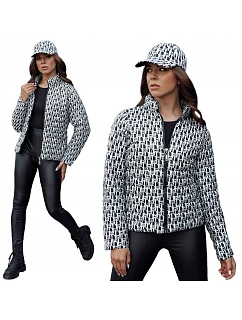 Dámska prechodná bunda s čapicou TY4505 čierno-biela – FashionStreet