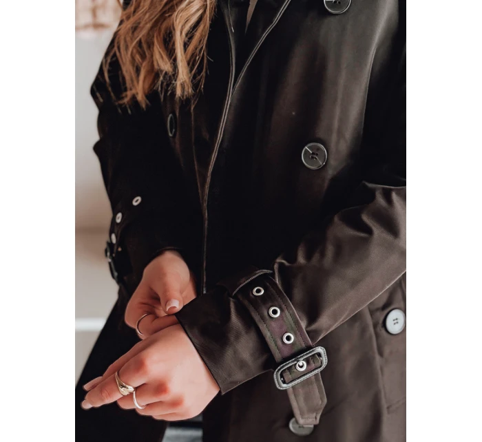 Dámský dlouhý kabát s páskem černý Dstreet model 21986652 - FashionStreet