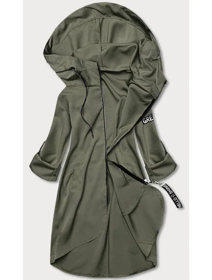 Tenký asymetrický dámsky prehoz cez oblečenie vo farbe khaki (B8117-11)