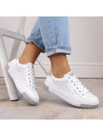 Rieker W RKR642 biele kožené ažurové topánky