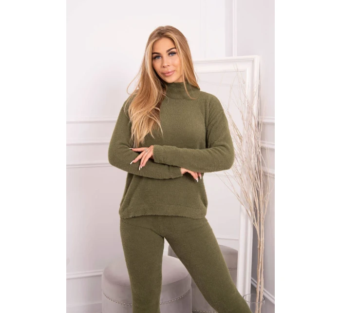 Dvojdielny sveterový set z alpaky vo farbe khaki