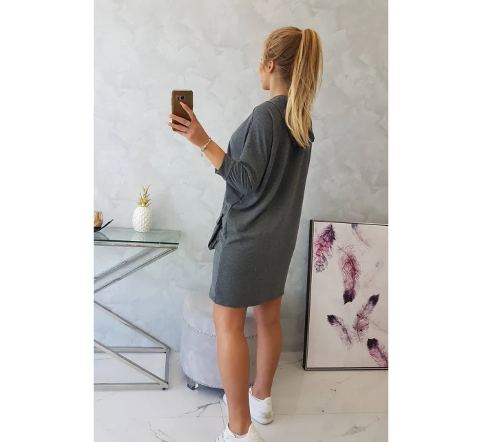 Šaty s kapucí v grafitové barvě