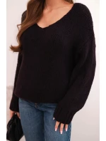 Dámský svetr z měkké pleteniny s výstřihem do V model 21774821 - K-Fashion