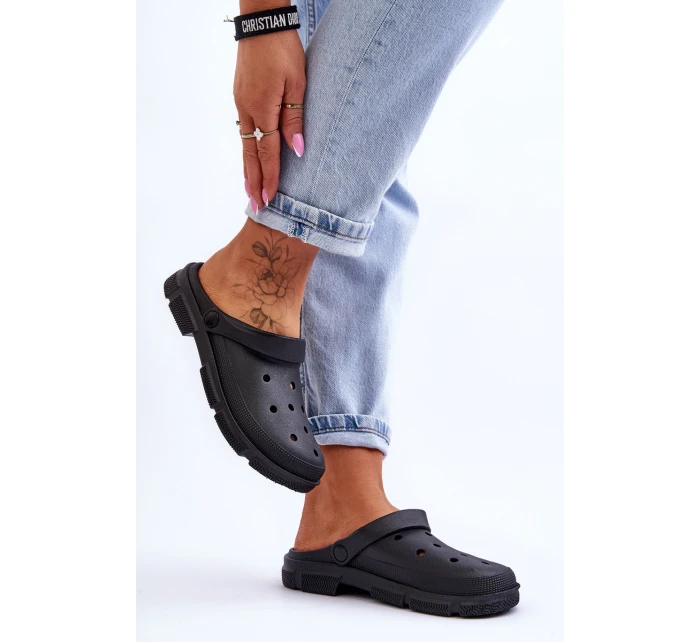 Damskie Gumowe Kroksy Czarne Rabios Damskie Gumowe Kroksy Czarne Rabios