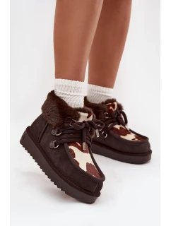 Śniegowce Damskie Z Naturalnego Zamszu Łaty D.Franklin DFSH375008 Czekoladowe