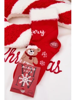Vánoční dětské ponožky s kožíškem a a alpaka Červené model 21786770 - Aura.via