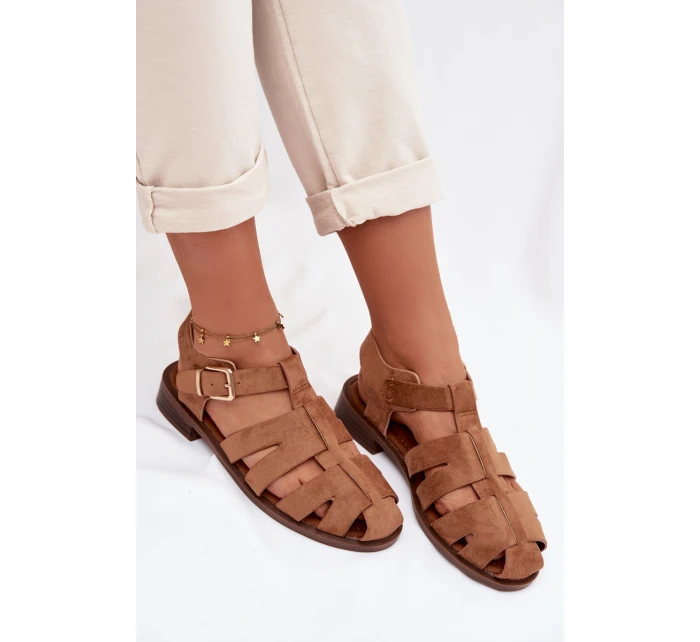 Dámské sandály Římské s Zlatým přezkou Camel Janessa