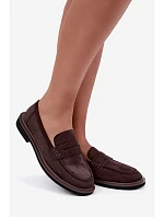 Dámské hnědé semišové mokasíny model 22348968 - VINCEZA Dámské hnědé semišové mokasíny model 22348968 - VINCEZA