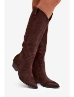 Dámské kovbojky na podpatku – čokoládové model 21837045 - Kesi