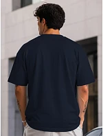 Pánske základné oversize tmavomodré bavlnené tričko FashionStreet RX5684 Pánske základné oversize tmavomodré bavlnené tričko FashionStreet RX5684