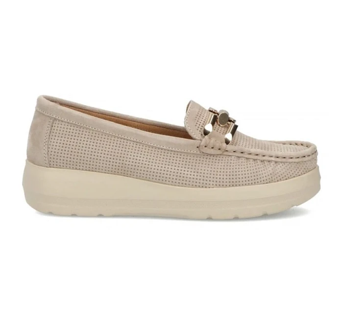 Béžové kožené mokasíny na  model 22097362 - FILIPPO