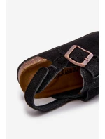 Chodaki Dziecięce Na Korkowej Platformie Czarne Vulagia Chodaki Dziecięce Na Korkowej Platformie Czarne Vulagia