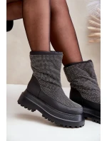 Zdobione Śniegowce Na Platformie I Płaskim Obcasie Czarne Avivina Zdobione Śniegowce Na Platformie I Płaskim Obcasie Czarne Avivina