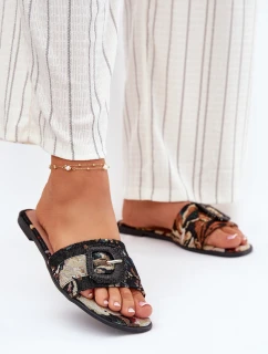 Płaskie Klapki Damskie Z Ozdobną Klamrą Czarne Clariola