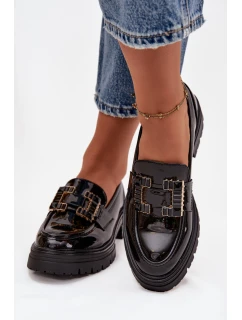Dámské lakované mokasiny s ozdobou Černé Ysandra