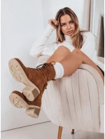 Dámske semišové šnurovacie čižmy camel FashionStreet ZY1236 Dámske semišové šnurovacie čižmy camel FashionStreet ZY1236