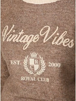 Sweter damski z nadrukiem Vintage Vibes fango model 22544851 - FashionStreet Sweter damski z nadrukiem Vintage Vibes fango model 22544851 - FashionStreet