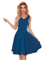 Rozšířené dámské šaty v mořské barvě s výstřihem ve tvaru srdce model 17290076 - numoco Rozšířené dámské šaty v mořské barvě s výstřihem ve tvaru srdce model 17290076 - numoco