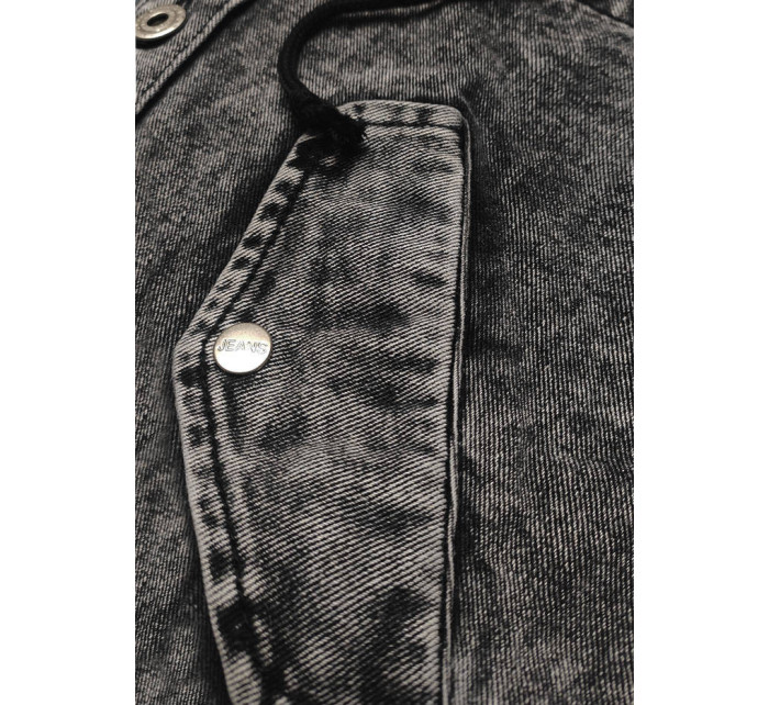 Čierna dámska džínsová bunda na gombíky (C187)