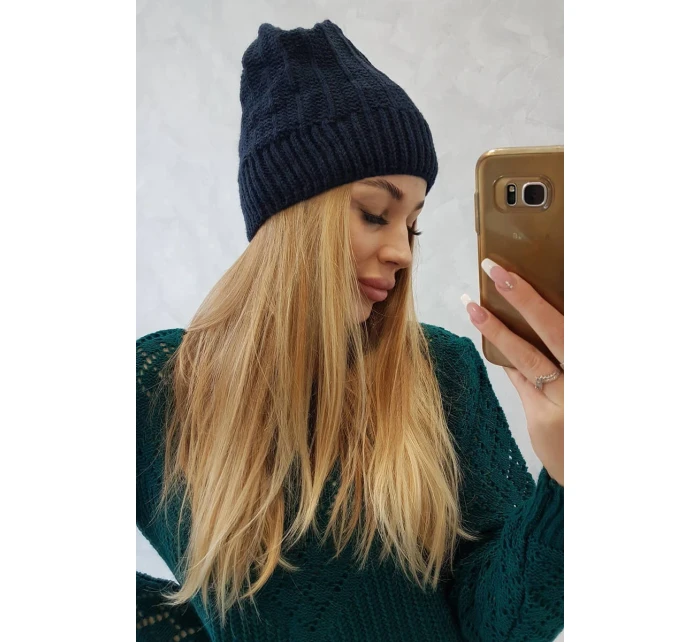 Fleecová čepice Anna model 18750145 navy blue - K-Fashion Fleecová čepice Anna model 18750145 navy blue - K-Fashion
