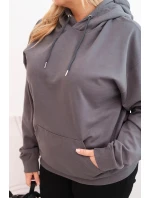 Dámska bavlnená mikina s kapucňou v nadmernej veľkosti s klokaním vreckom Graphite Dámska bavlnená mikina s kapucňou v nadmernej veľkosti s klokaním vreckom Graphite