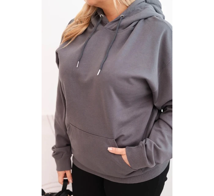 Dámska bavlnená mikina s kapucňou v nadmernej veľkosti s klokaním vreckom Graphite Dámska bavlnená mikina s kapucňou v nadmernej veľkosti s klokaním vreckom Graphite