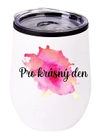 Termohrnček "miska" - Akvarelová tlač Na krásny deň - biela
