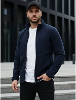 Pánska mikina na zips s kapucňou tmavomodrá FashionStreet BX4775 Pánska mikina na zips s kapucňou tmavomodrá FashionStreet BX4775