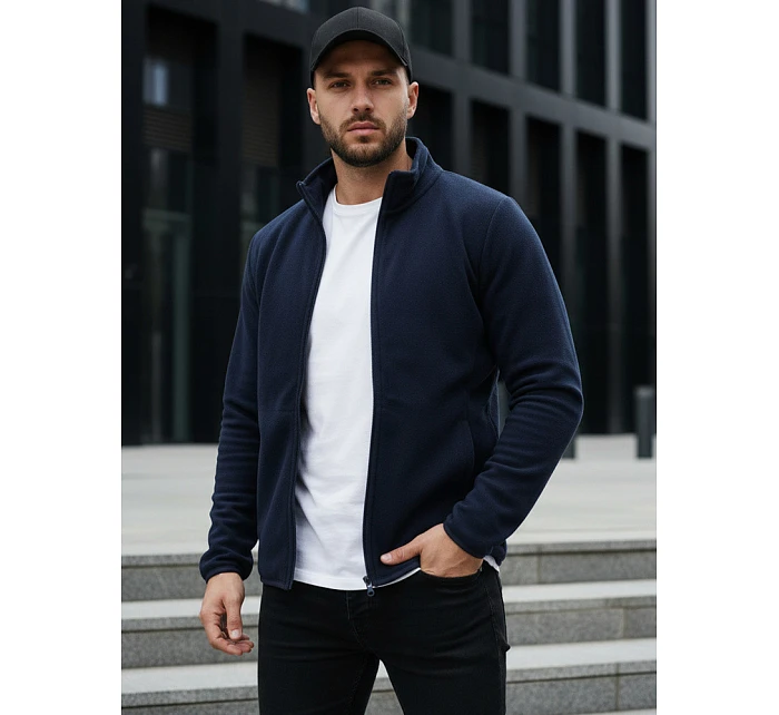 Pánska mikina na zips s kapucňou tmavomodrá FashionStreet BX4775 Pánska mikina na zips s kapucňou tmavomodrá FashionStreet BX4775